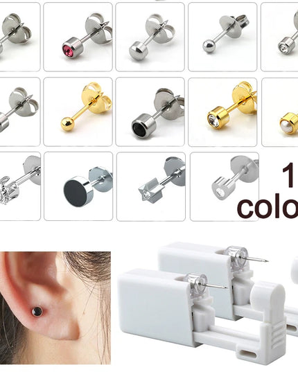 Ear Piercing Gun Disposable Disinfect Safety Earring Piercer Kit Studs Nose Ring Piercing Machine Body Jewelry Tool 17 Colors