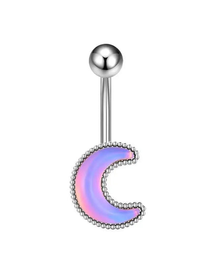 Belly Button Rings Mixed Purple Zircon Dangle Design Stainless Steel Durable Navel Rings for Daily Outfit Matching