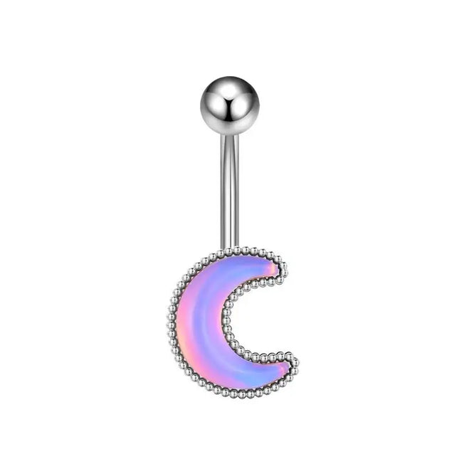 Belly Button Rings Mixed Purple Zircon Dangle Design Stainless Steel Durable Navel Rings for Daily Outfit Matching