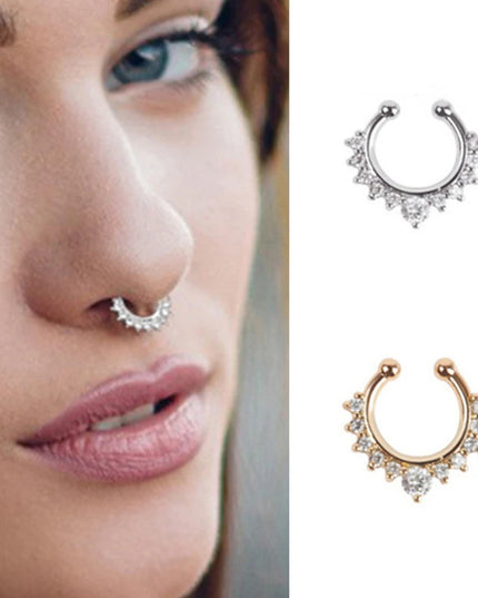1 PC Fake Piering Nose Ring for Women Clip Septum Rock Hip Hoop punk Crystal Body Jewelry Fake Perforation Nose Studs