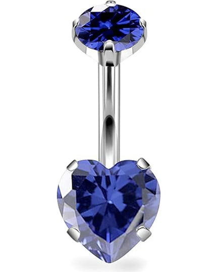 G23 Titanium Heart Shaped Belly Button Ring 14G Clear CZ Women's Navel Piercing Hypoallergenic Sexy Body Jewelry