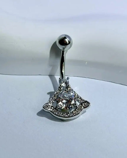 Steel Belly Button Ring Cute Devil Heart Cubic Zirconia Inlaid Hypoallergenic Navel Ring for Teen Girls Daily Use
