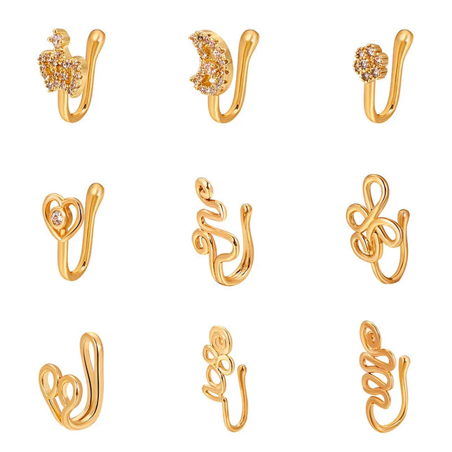 Men Women Nose Ring Clip Fake Septum Piering Rock Hip Hoop Punk Stainless Steel Body Jewelry Non Perforation Nose Clip Ring 2026