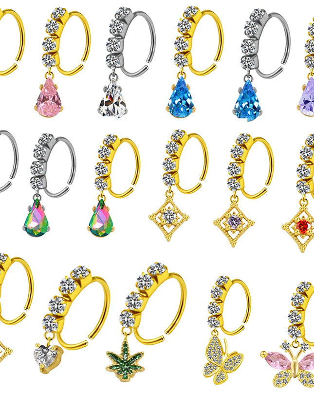 Nose Piercing Nose Ring Stainless Steel Colorful Nose Ring Dangle Nose Rings Piercing Jewelry For Women