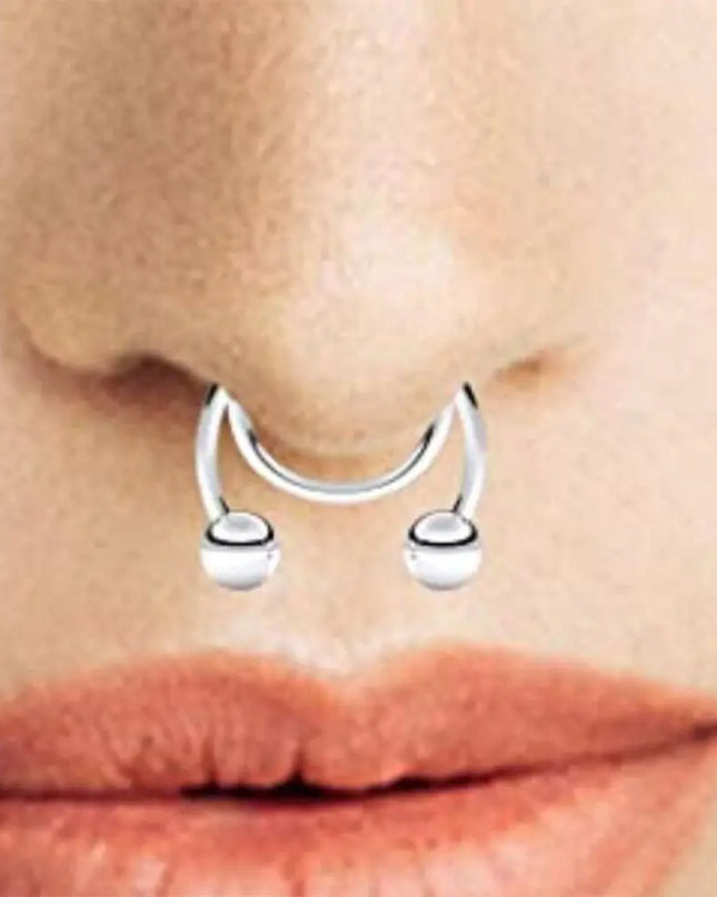 Women Colorful Fake Septum Jewelry Nose Ring Non Piercing Stainless Steel