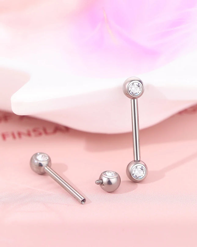1/2Pcs Titanium Nipple Piercing Jewelry CZ Bezel Tongue Nipple Bars Piercing for Breasts Sexy Piercing Mamilo for Women 12-20mm