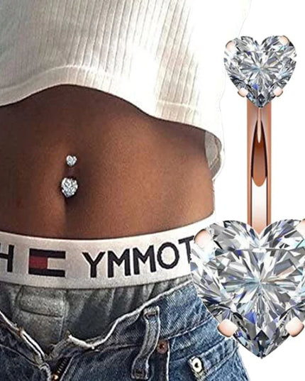 Zircon Crystal Belly Button Piercing Rings for Women Navel Ring Surgical Steel Barbell Heart Butterfly Body Piercing Jewelry