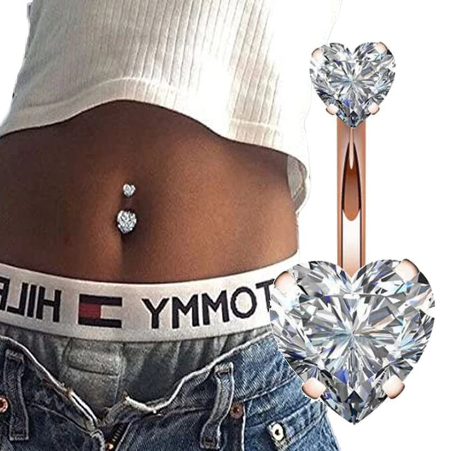 Zircon Crystal Belly Button Piercing Rings for Women Navel Ring Surgical Steel Barbell Heart Butterfly Body Piercing Jewelry