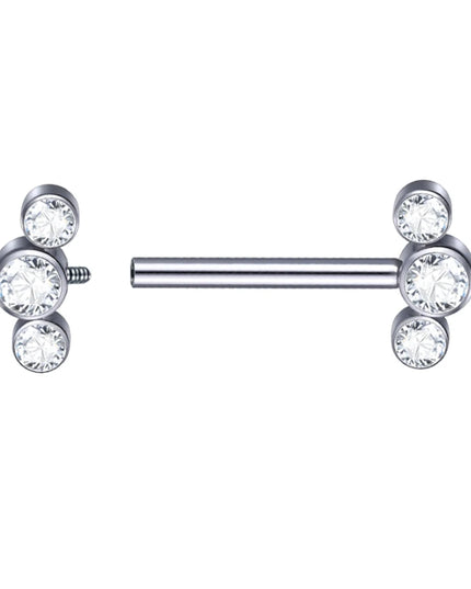 1Pc Titanium Nipple Piercing Jewelry Internally Threaded Nipple Barbell Mamilo Piercing Prong Set Heart CZ Nipple Rings Women