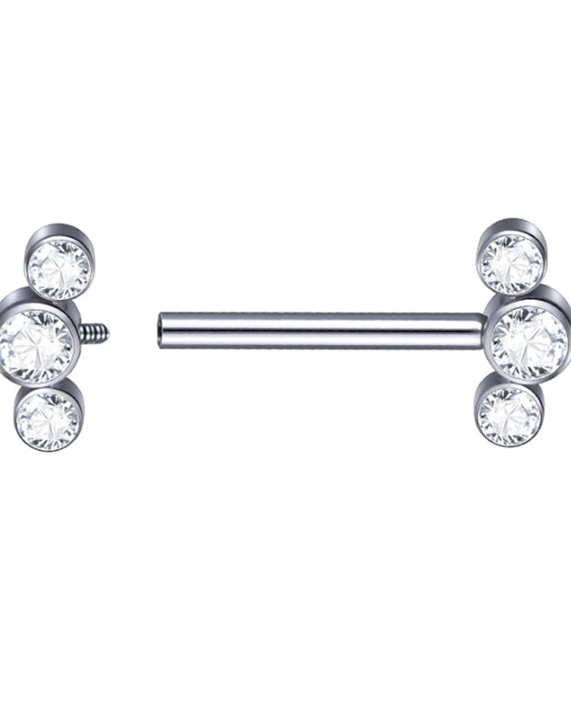 1Pc Titanium Nipple Piercing Jewelry Internally Threaded Nipple Barbell Mamilo Piercing Prong Set Heart CZ Nipple Rings Women