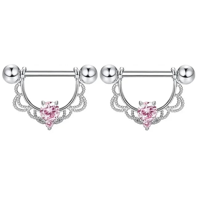 2 Pcs Stainless Steel Pink Nipple Piercing Jewelry Heart Wings Niplple Barbell Moon Devil Nipple Rings Body Piercing Pezon Mujer