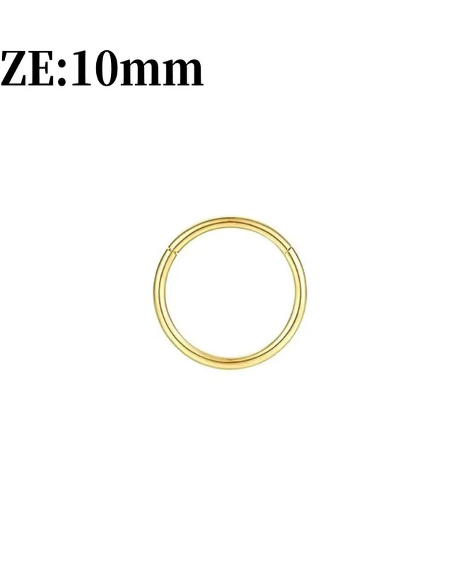 Gold Nose Rings for Women and Men, Clicker Septum Rings, Hoop Earrings, Suitable for Helix and Cartilage, Body Piercing Earrings