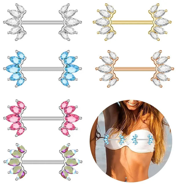 2 Pcs Stainless Steel Pink Nipple Piercing Jewelry Heart Wings Niplple Barbell Moon Devil Nipple Rings Body Piercing Pezon Mujer