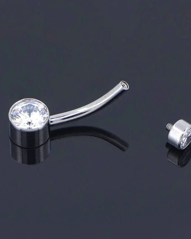 F136 Titanium Belly Button Piercing Industrial Hinge Segment External Helix Zircon Fashion Charming Women Body Jewelry Wholesale