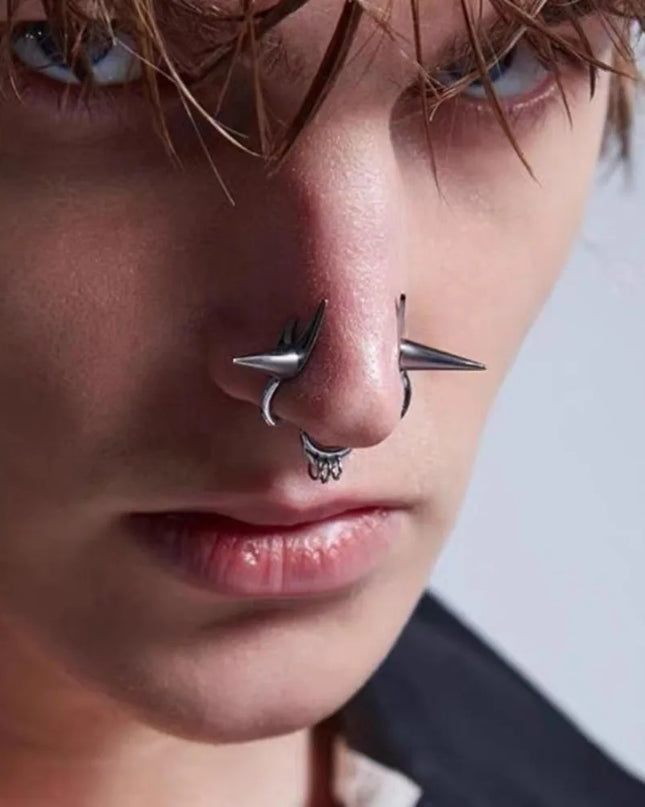 European and American Punk Style Dark No Punching Niche Design Cool Style Nose Ring Can Be Worn Without Punching Holes Jewelry