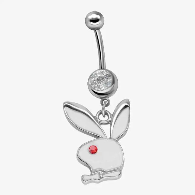 1pc Belly Button Rings Bunny Navel rings  Rabbit Belly Rings for Women Gem stone Pink Blue Bunny Fake Belly Piercing Rin