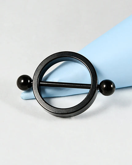 1PC Surgical Steel Black Gold Plated Nipple Piercing Round Hoop Barbell Nipple Shield Women Sexy Piercing Jewelry 14G