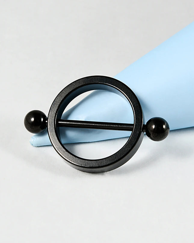 1PC Surgical Steel Black Gold Plated Nipple Piercing Round Hoop Barbell Nipple Shield Women Sexy Piercing Jewelry 14G