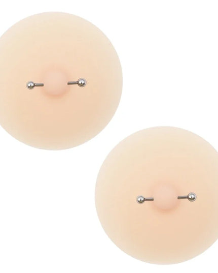 Women Nipple Cover with Faux Piercing Lingerie Breast Pasties Adhesive Chest Pad