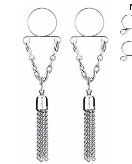 1 Pair New Fake Nipple Ring Sexy Tassel Crystal Butterfly Pendant For Women Girls Adjustable Faux Nipple Piercing Body Jewelry