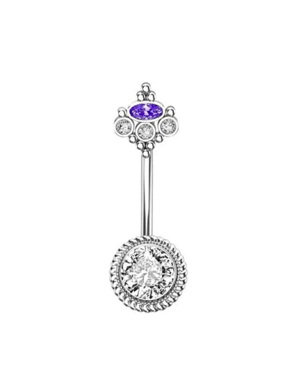 Belly Button Rings Mixed Purple Zircon Dangle Design Stainless Steel Durable Navel Rings for Daily Outfit Matching