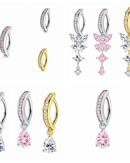 Stainless Steel Zircon Belly Button Rings Women Sexy Butterfly Gem Navel Piercing Stylish Gold Silver Shiny Body Jewelry Gifts