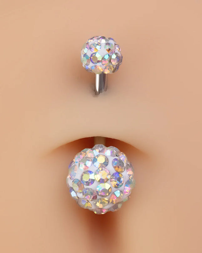 1pc Ferido Belly Button Rings Bling CZ Ball Belly Ring Navel Piercing Crystal Piercings 14G Fashion Body Jewelry for Women Girl
