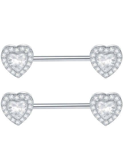 1PC Surgical Steel CZ Nipple Rings Piercing 14G Paved Zircon Heart Nipple Shield Rings Sexy Nipple Mamilo Piercing Women Jewelry