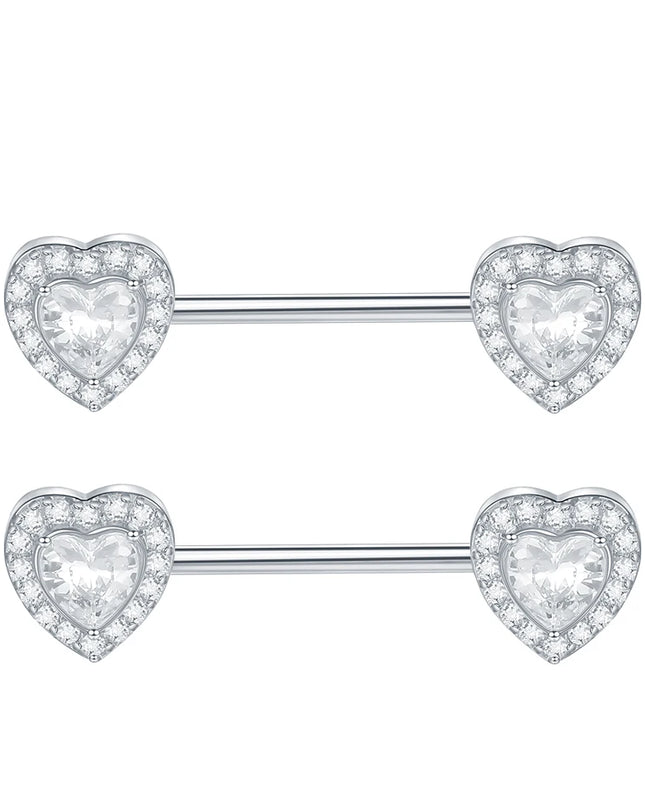 1PC Surgical Steel CZ Nipple Rings Piercing 14G Paved Zircon Heart Nipple Shield Rings Sexy Nipple Mamilo Piercing Women Jewelry