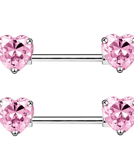 Pink Heart Nipple Piercing Barbell Set Shiny Crystal Nipple Rings Bulk For Women Flower Nippel Jewelry Pack Piercing Teton Lots