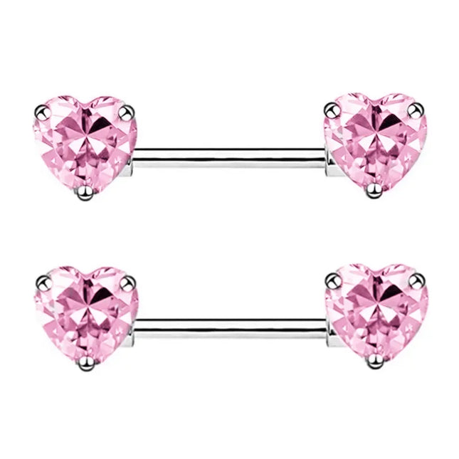 Pink Heart Nipple Piercing Barbell Set Shiny Crystal Nipple Rings Bulk For Women Flower Nippel Jewelry Pack Piercing Teton Lots