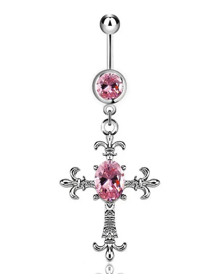 Steel Belly Button Rings Pink Crystal Piercing Navel Heart Style Navel Piercing Earring Belly Piercing Sexy Body Jewelry Ombligo