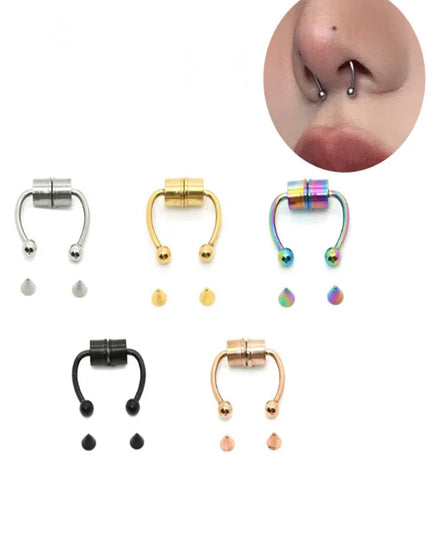 Magnetic Horseshoe Nose Rings, 316L Stainless Steel, Faux Septum Rings, Fake Piercing, Clip on, Hoop Rings, Gift for Women, Girl