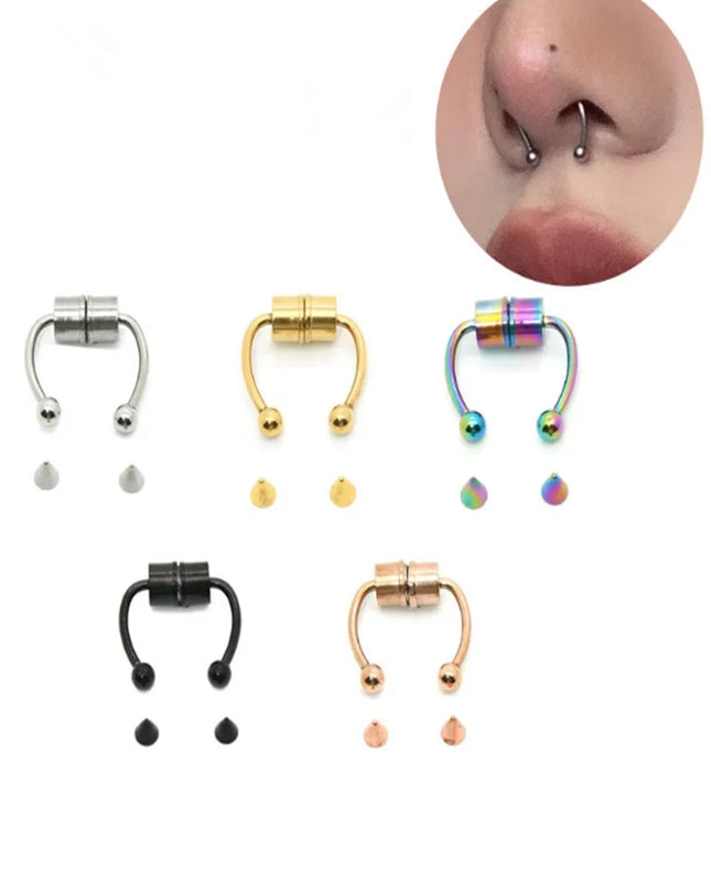 Magnetic Horseshoe Nose Rings, 316L Stainless Steel, Faux Septum Rings, Fake Piercing, Clip on, Hoop Rings, Gift for Women, Girl