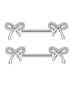 2pcs / Silver Bow