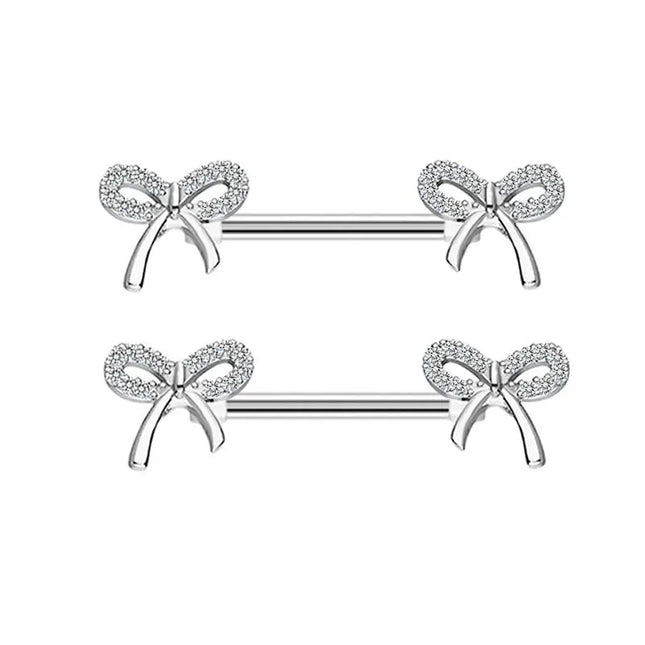 Nipple Piercing Jewelry 14G Stainless Steel Nipple Rings for Women Heart Butterfly Flower Bow Nipple Barbells
