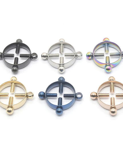 1Pc Stainless Steel Adjustable Nipple Ring For Women, Various Colors Clip On Nipple Rings Fake Nipple Piercing Jewelry.