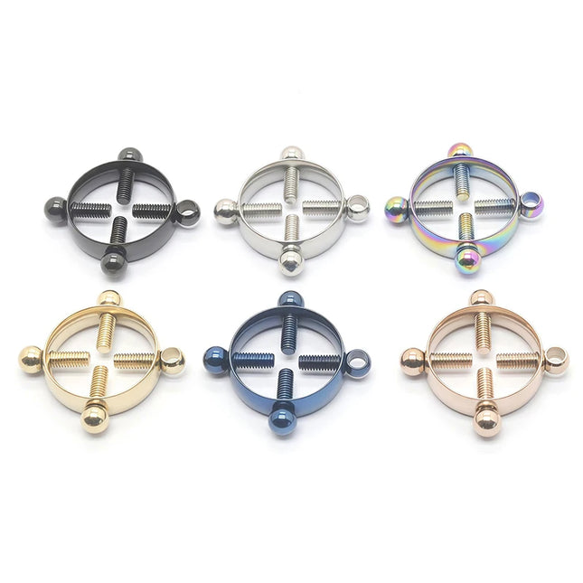 1Pc Stainless Steel Adjustable Nipple Ring For Women, Various Colors Clip On Nipple Rings Fake Nipple Piercing Jewelry.