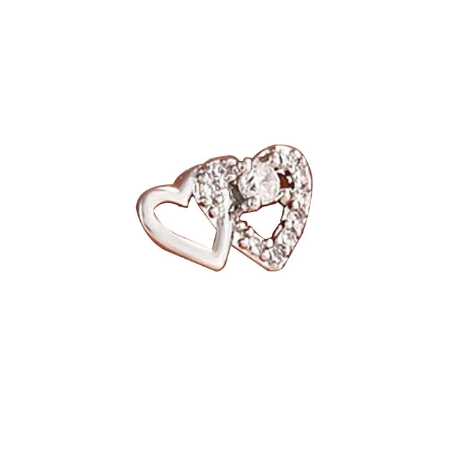 Fashion L Shaped Nose Studs Rings Cute Shiny Double Heart Nose Ring For Women Girls Body Piercing Jewelry Versatile Nose Ring
