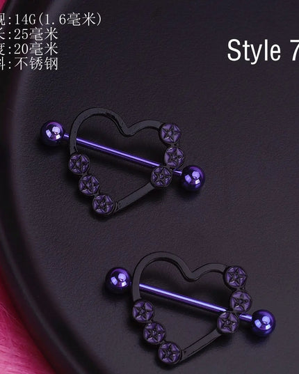 Retro Snake Nipple Piercing Jewelry Shiny Crystal Bunny Rabbit Nipple Rings For Women Girls Heart Nipple Barbells Piercing Pezon