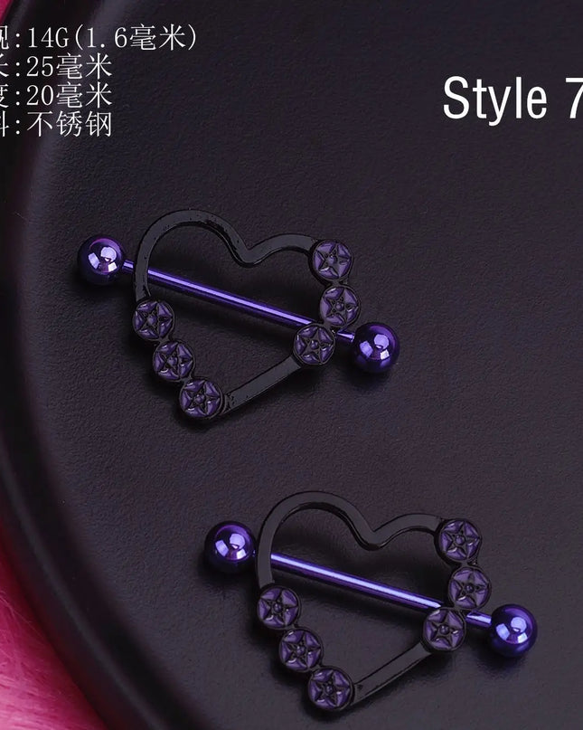Retro Snake Nipple Piercing Jewelry Shiny Crystal Bunny Rabbit Nipple Rings For Women Girls Heart Nipple Barbells Piercing Pezon