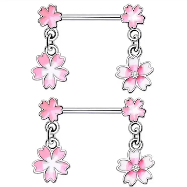 2 Pcs Stainless Steel Pink Nipple Piercing Jewelry Heart Wings Niplple Barbell Moon Devil Nipple Rings Body Piercing Pezon Mujer