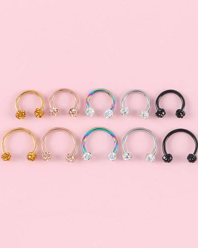 Nose Cuff Punk Gifts Men Earrings Diamond Septum Rings Piercing Nose Ring Body Jewelry Stainless Steel