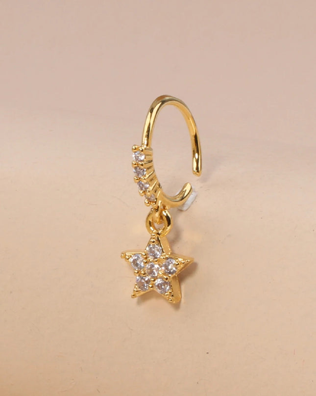 Nose Rings Hoop for Women Men Body Piercing Jewelry Cartilage Earring Nose Dangling CZ Cross Crown Starfish Dangle Nose Ring