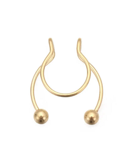 Women Colorful Fake Septum Jewelry Nose Ring Non Piercing Stainless Steel