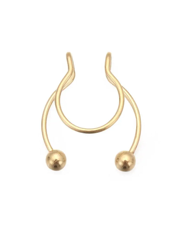 Women Colorful Fake Septum Jewelry Nose Ring Non Piercing Stainless Steel