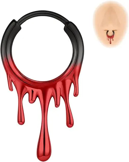 1Pcs Ombre Color Stainless Steel Nose Ring 18G Septum Ring Lava Irregular Pattern Earring Jewelry 10mm