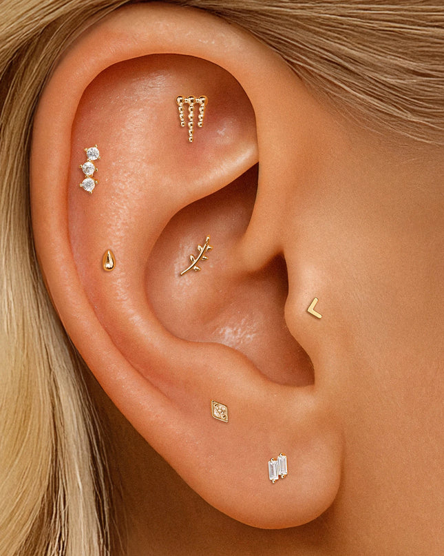 AIDE Heart Round Ball Flat Helix Piercing Earring 925 Sterling Silver Ear Studs Geometric Zircon Exquisite Trinket Studs Aretes
