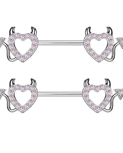 1Pair Stainless Steel Pink Nipple Piercing Jewelry Heart Wings Niplple Barbell Moon Devil Nipple Rings Body Piercing Pezon Mujer