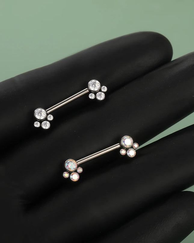 1Pc Titanium Nipple Barbell Piercing Zircon Nipple Ring with Pendant Bar Piercing Internally Threaded Women Body Accessaries